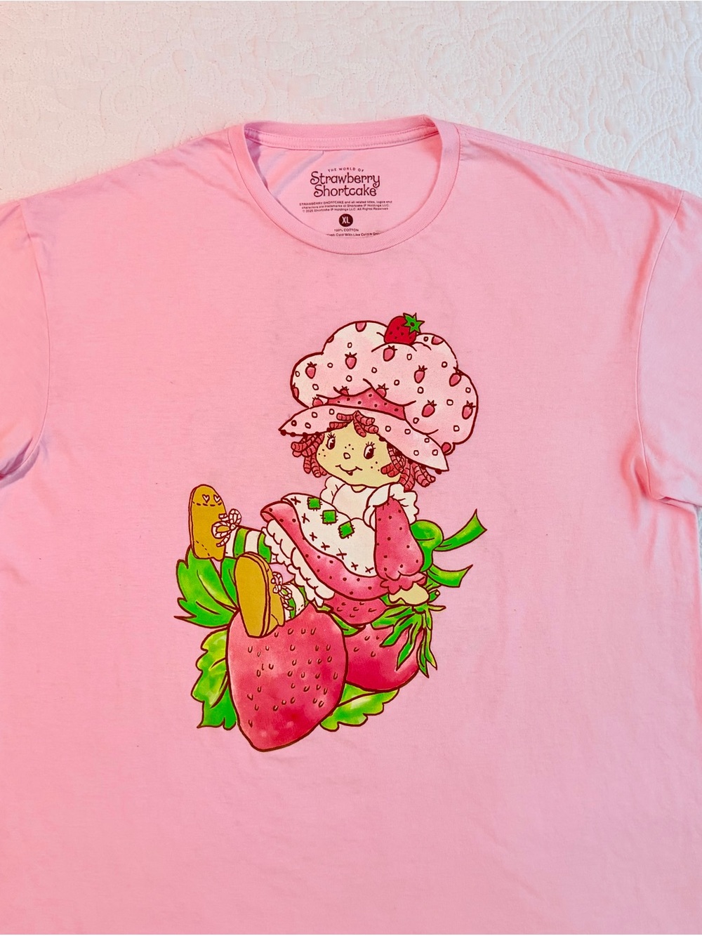 Strawberry Shortcake | 2025 Double Sided, Pink Graphic T-Shirt | Size XL